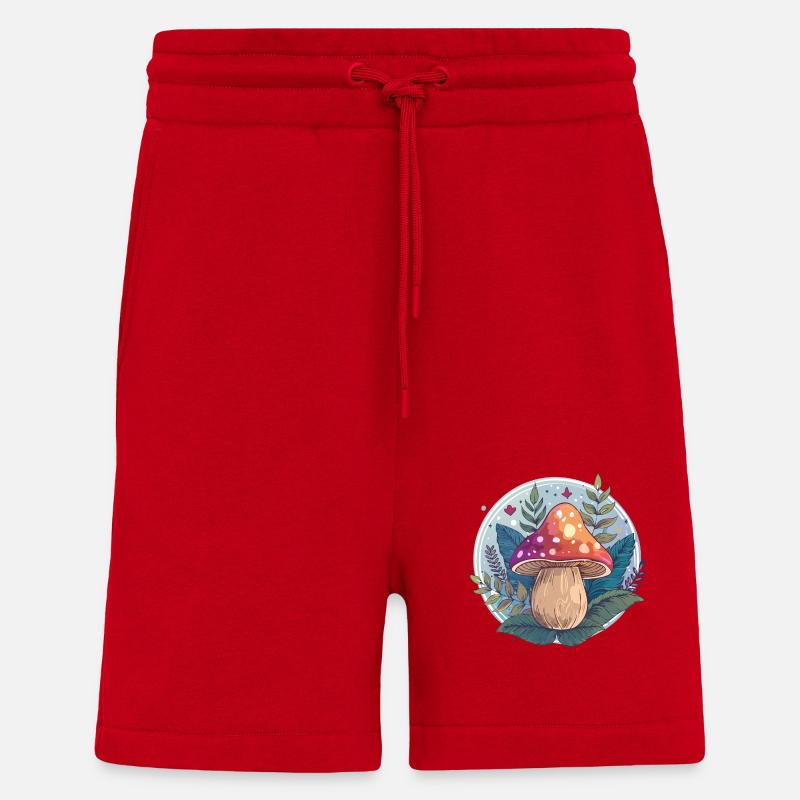 Flowers,toadstool,mushroom,forest,illustration - Shorts - made by SPREAD - red