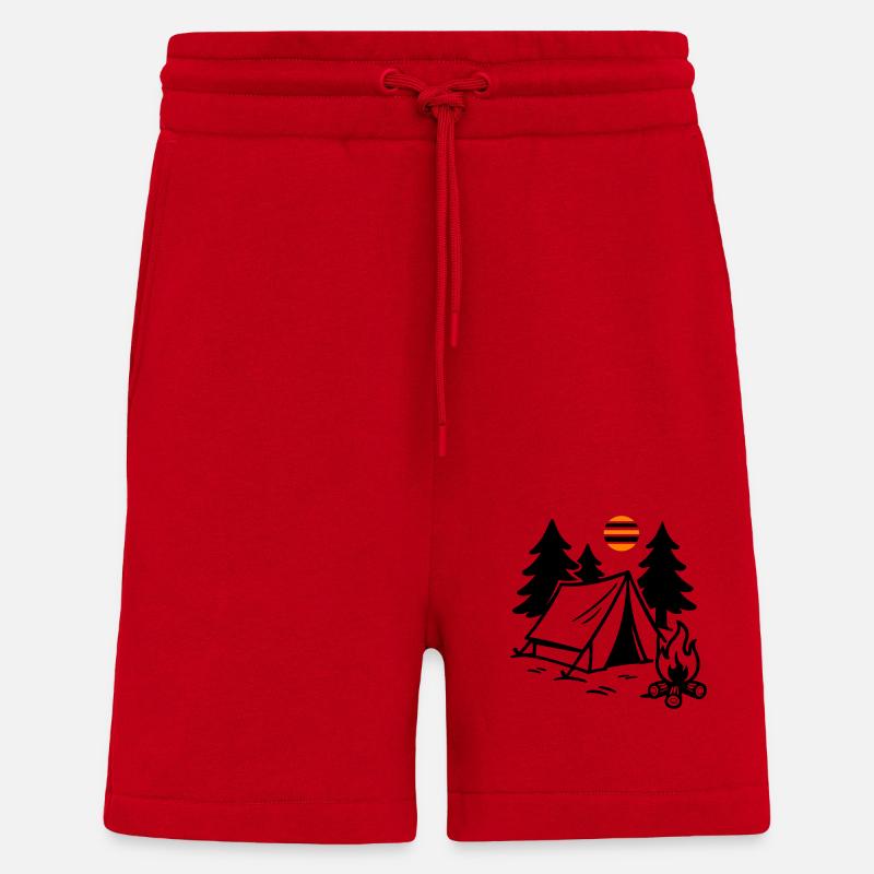 Tente Feu de camp Camping - Short bio décontracté fabriqué en UE - rouge