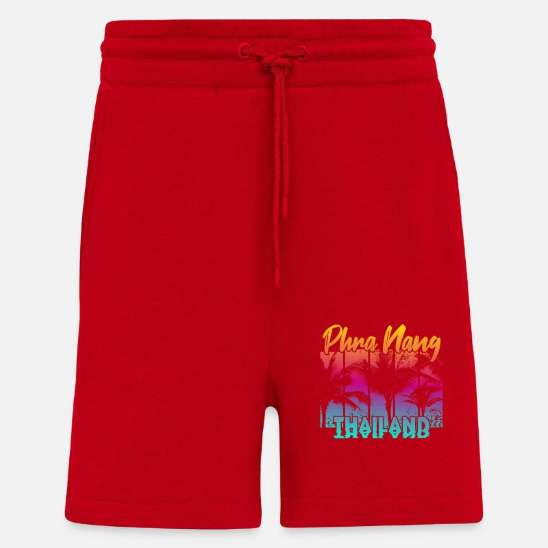 Phra Nang Thaïlande - Short bio décontracté fabriqué en UE - rouge