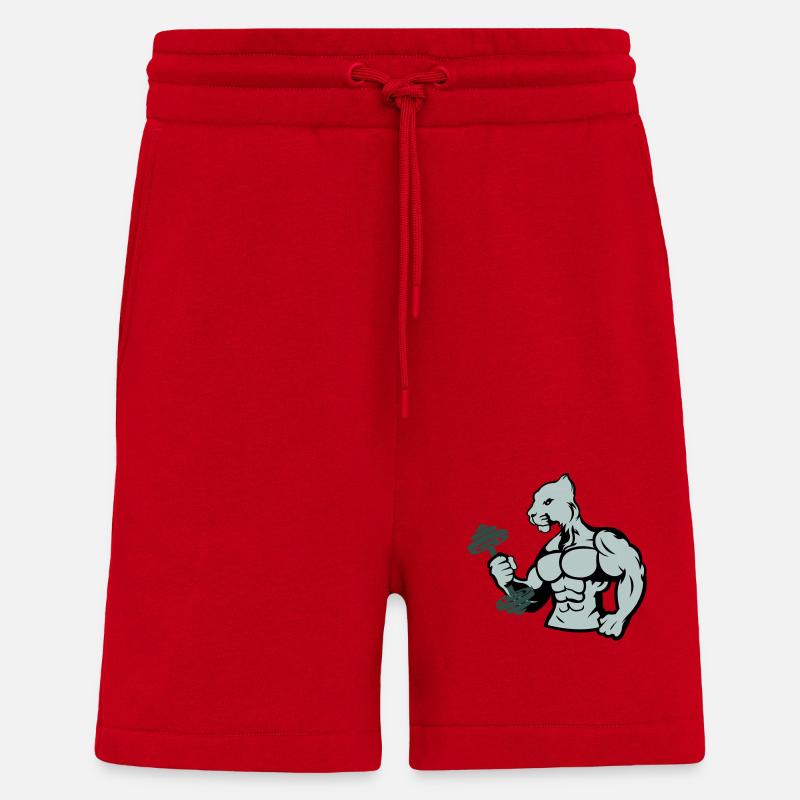 Bodybuilder Jaguar Dumbbell - Shorts - made by SPREAD - red