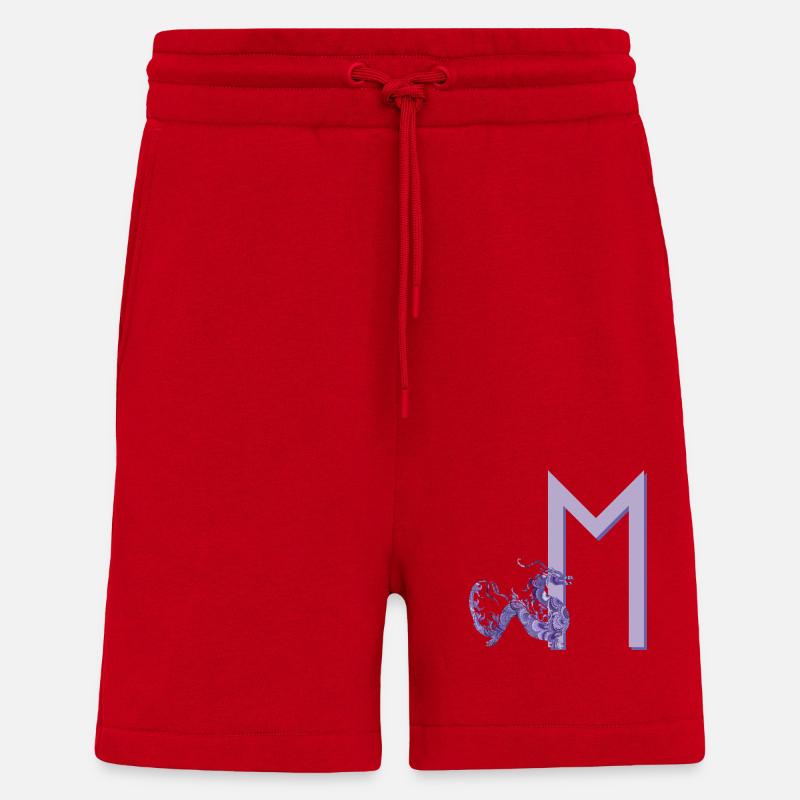 dragon violet avec rune m - Short bio décontracté fabriqué en UE - rouge