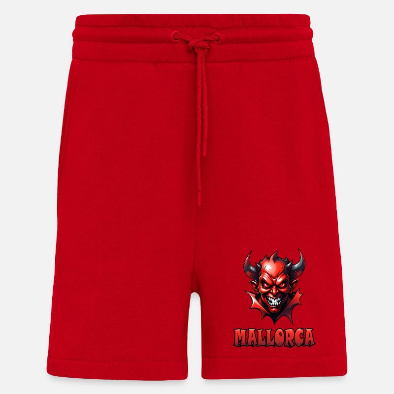 Majorque avec Red Devil - Short bio décontracté fabriqué en UE - rouge