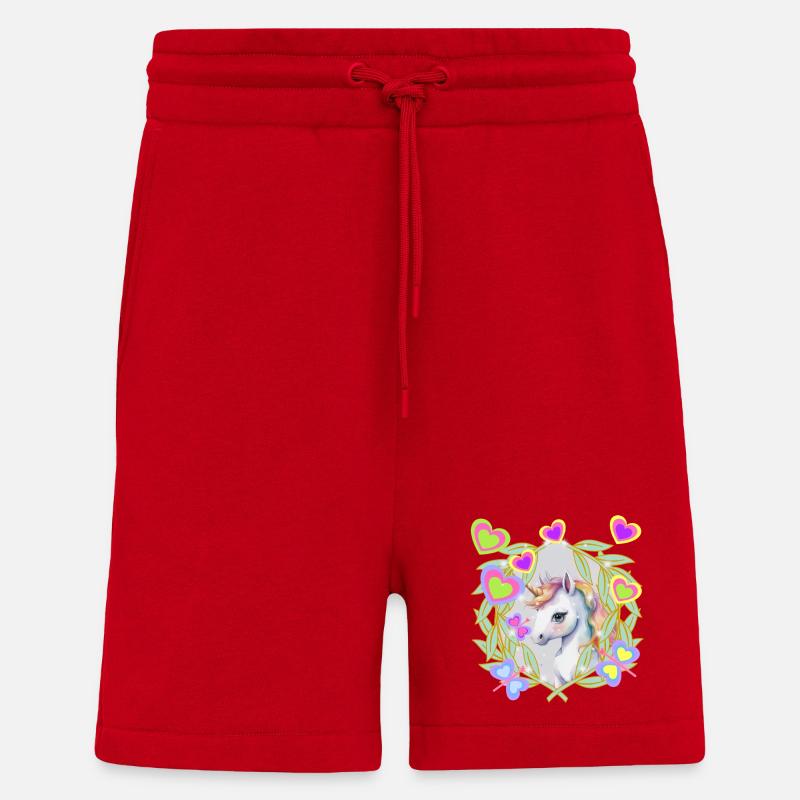 Einhorn Kinder Mädchen Pferd - Shorts - made by SPREAD - Rot