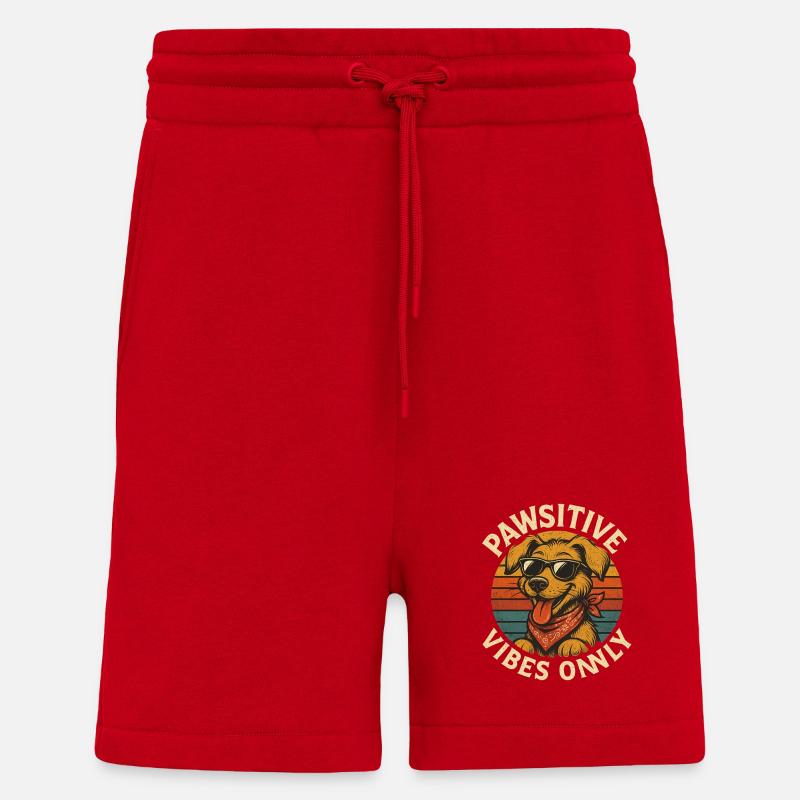 Pawsitive Vibes Only Hund Retro - Shorts - made by SPREAD - Rot