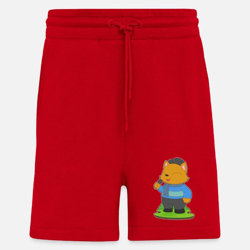 Cat Singer Microphone Singing - Shorts - made by SPREAD - red