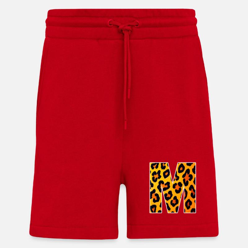 Leopard M-bokstaven - Organic Relaxed Shorts Made in EU - röd