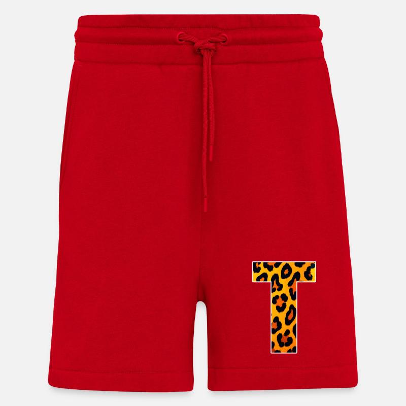 Leopard_Buchstabenmuster_ _T - Short bio décontracté fabriqué en UE - rouge