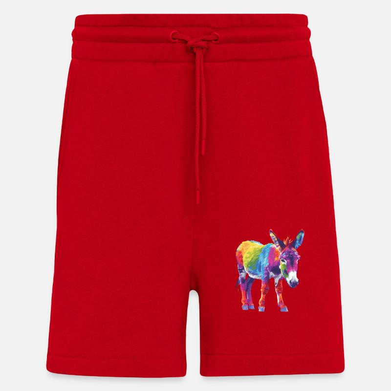 Bunter Esel Regenbogen Kunstwerk - Shorts - made by SPREAD - Rot
