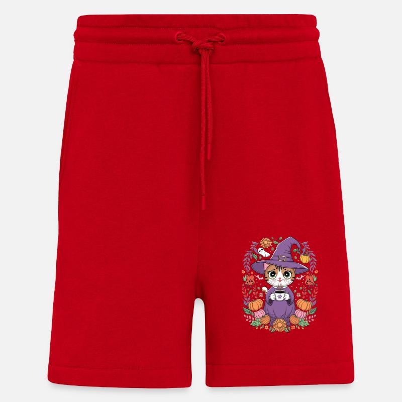 Kitten Witch Halloween Magic - Shorts - made by SPREAD - red