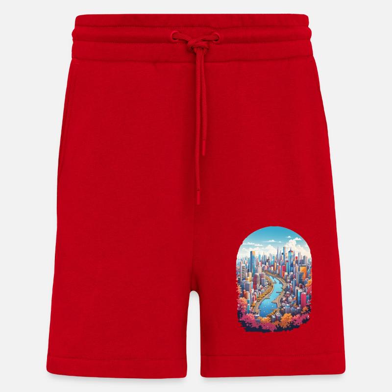 City Landscape - Shorts - made by SPREAD - red