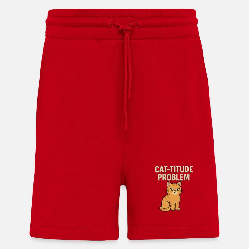Catitude Problem Mürrische Katze Meme - Shorts - made by SPREAD - Rot