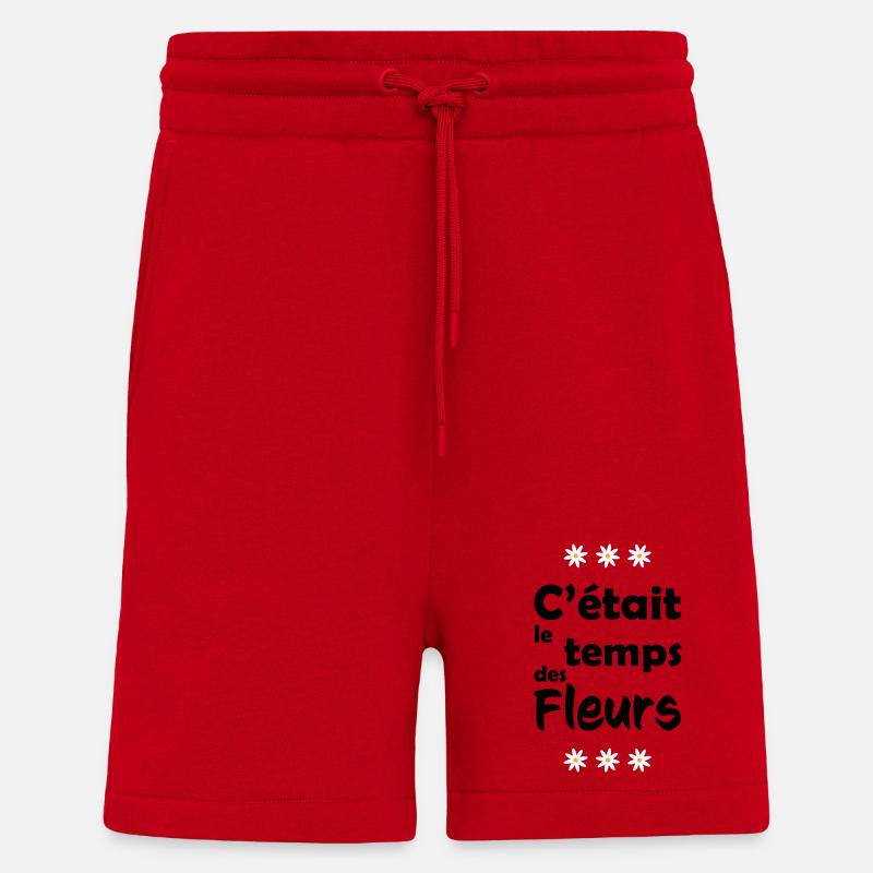 C'était le temps des fleurs - Short bio décontracté fabriqué en UE - rouge