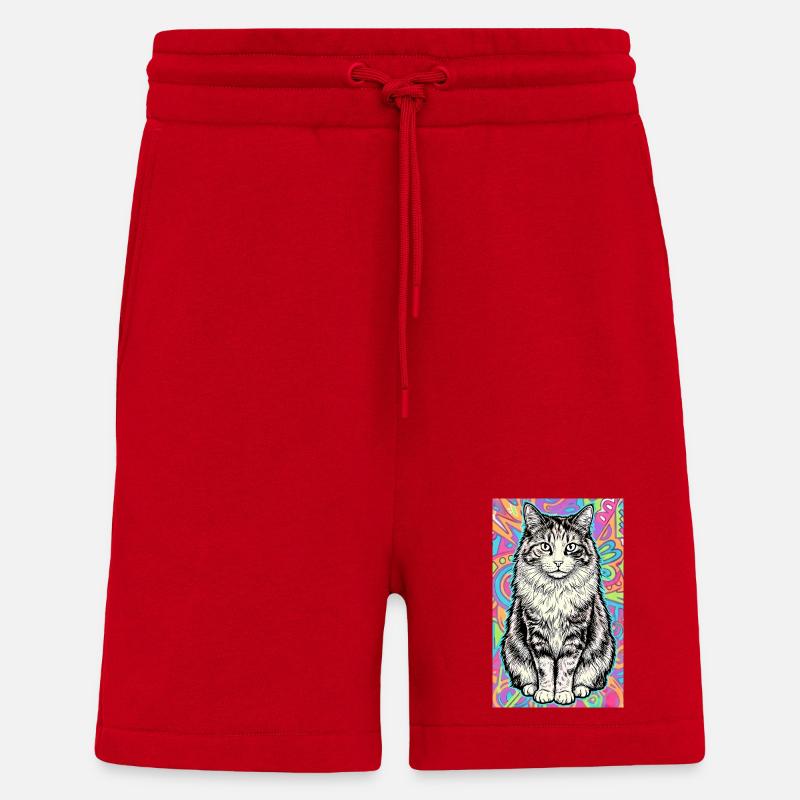 chat - Short bio décontracté fabriqué en UE - rouge