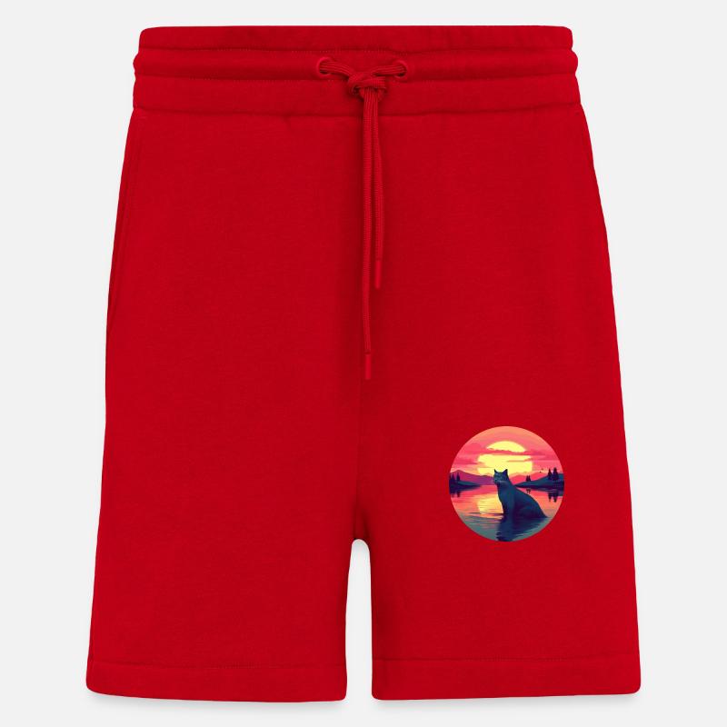 Katze im Wasser Sunset - Shorts - made by SPREAD - Rot