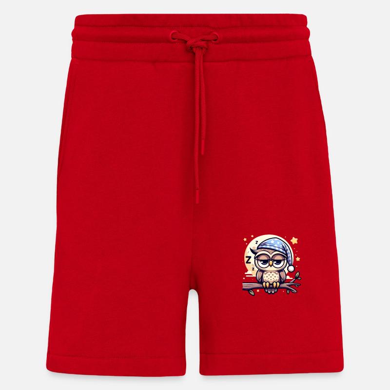 Eule Schlummertrunk Schlafeule Vollmond - Shorts - made by SPREAD - Rot