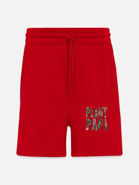 Plant Papi Urban Jungle Plant Design - Organic relaxed shorts made in EU - rød