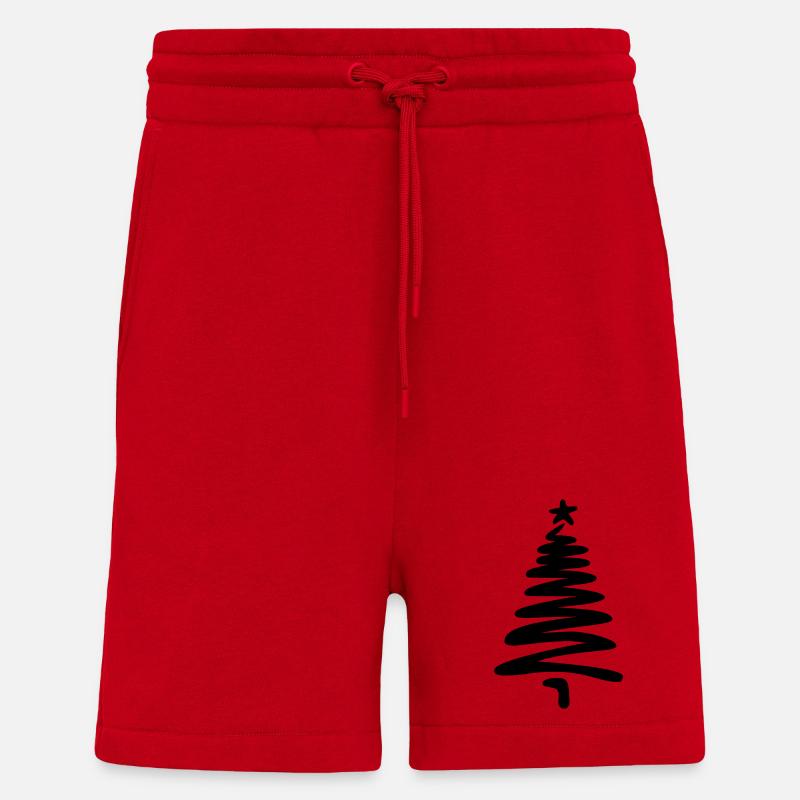 Christmas tree linear hand-drawn - Shorts - made by SPREAD - red