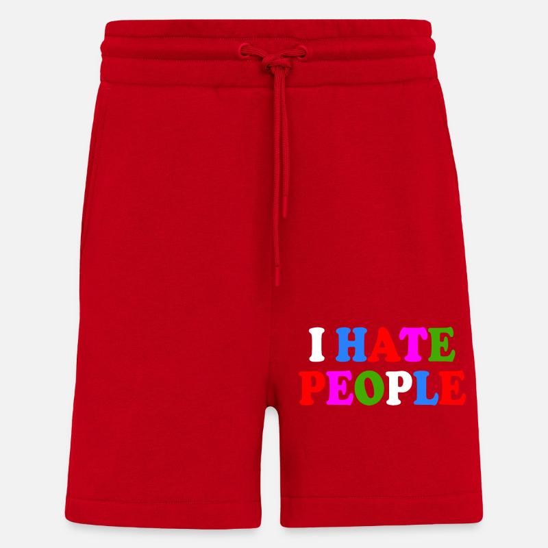 I hate people - Shorts - made by SPREAD - red