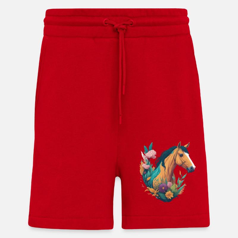 Pferd Blumen - Shorts - made by SPREAD - Rot