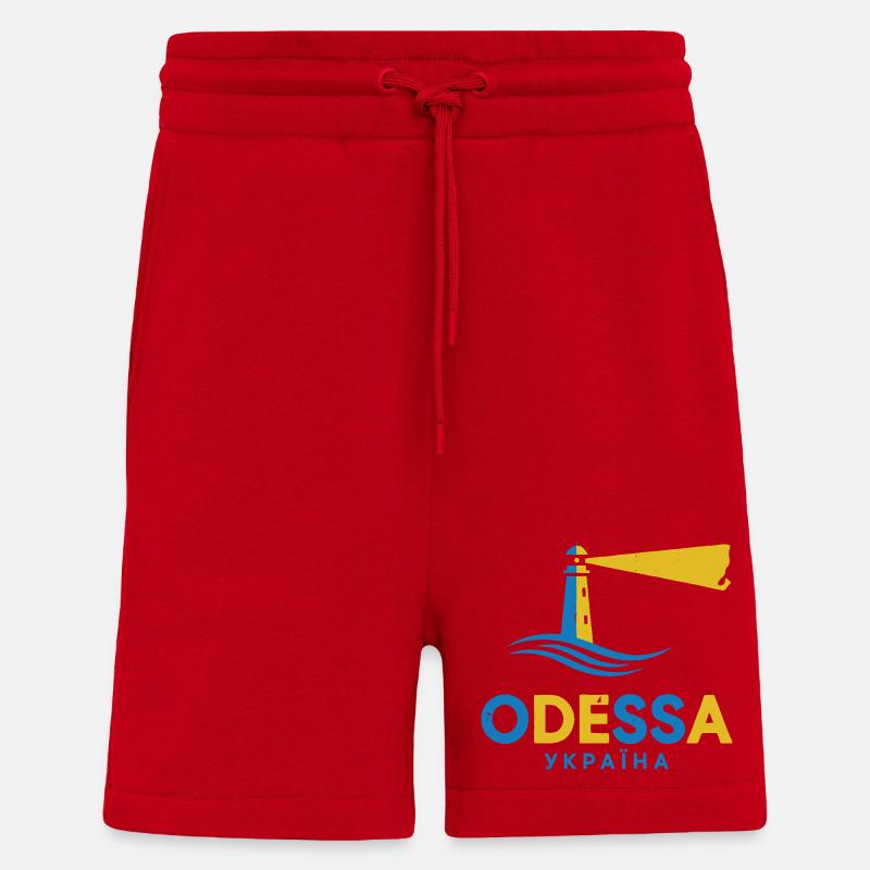 Phare d’Odessa Scène de Nuit Tee - Short bio décontracté fabriqué en UE - rouge