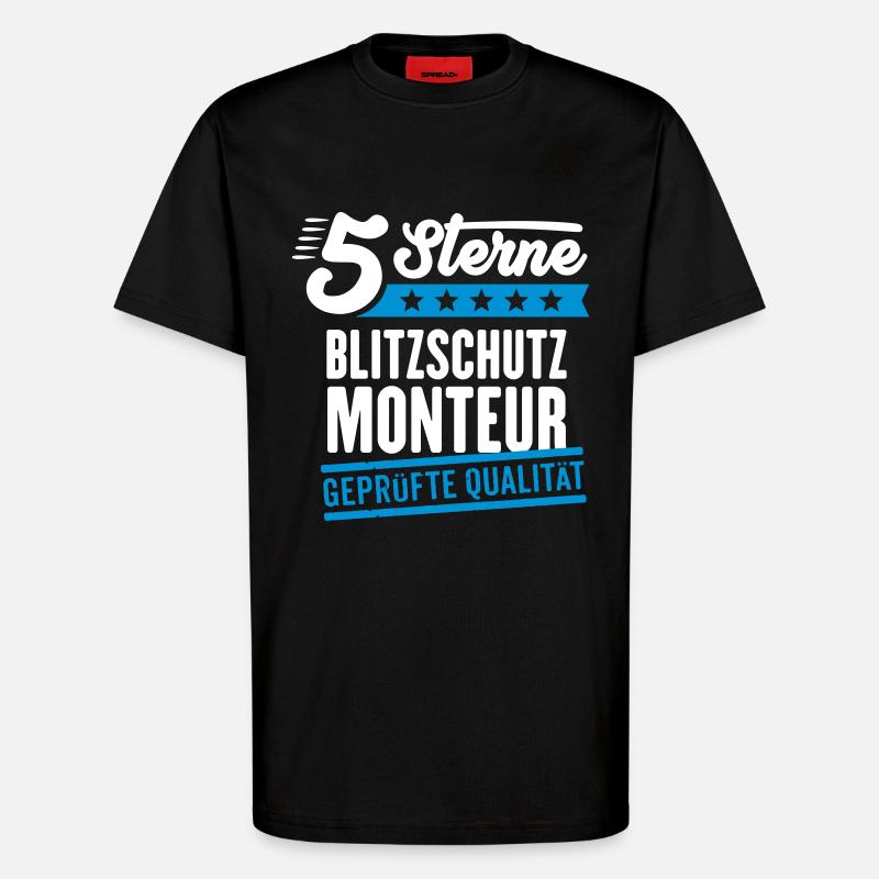 5Sterne Blitzschutzmonteur - T-Shirt - made by SPREAD - SOLID BLACK