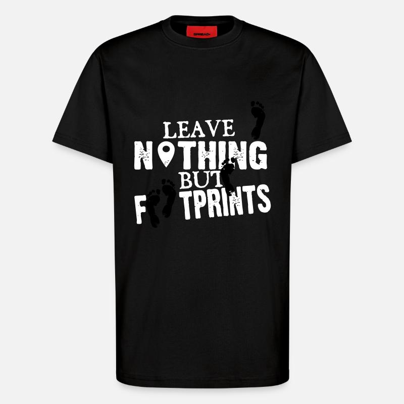 Geocaching: leave nothing but footprints - T-Shirt - made by SPREAD - SOLID BLACK