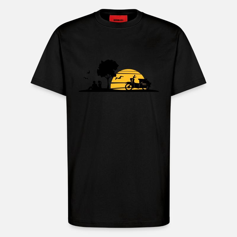 Fahrzeug - Schalbe Baum Sonne - T-Shirt - made by SPREAD - SOLID BLACK