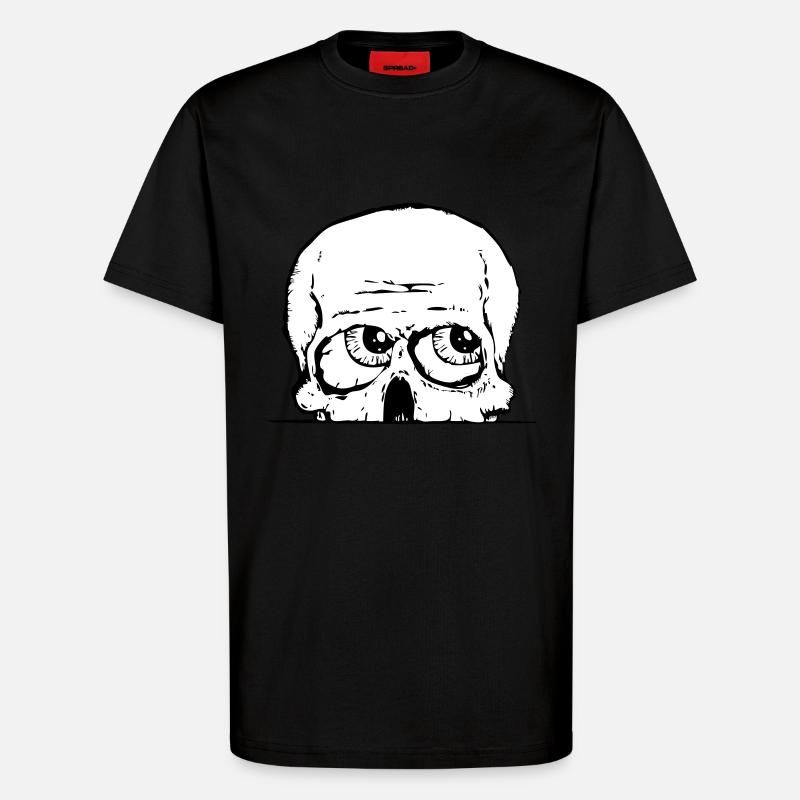 skull_courious_3colours - T-Shirt - made by SPREAD - SOLID BLACK