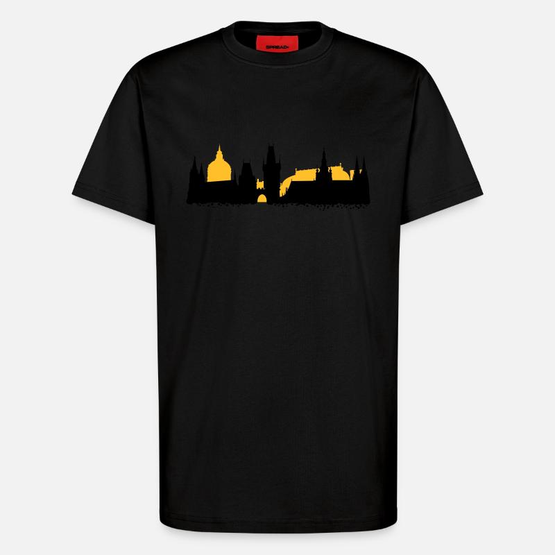 Prague Skyline - T-Shirt - made by SPREAD - SOLID BLACK