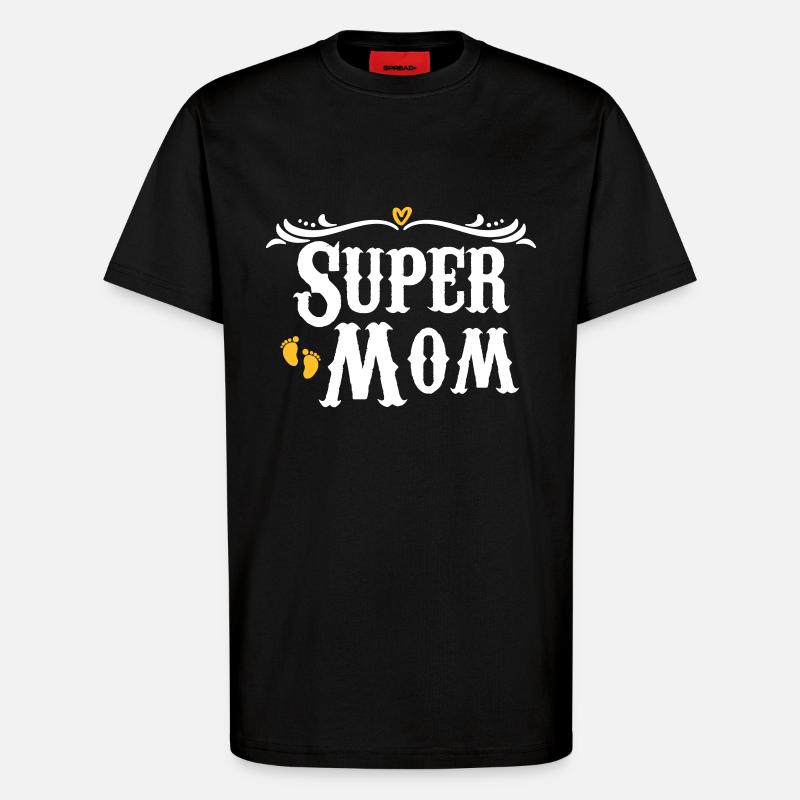 Super Maman - T-shirt bio décontracté fabriqué en UE - SOLID BLACK