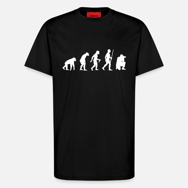Photographer evolution - T-Shirt - made by SPREAD - SOLID BLACK