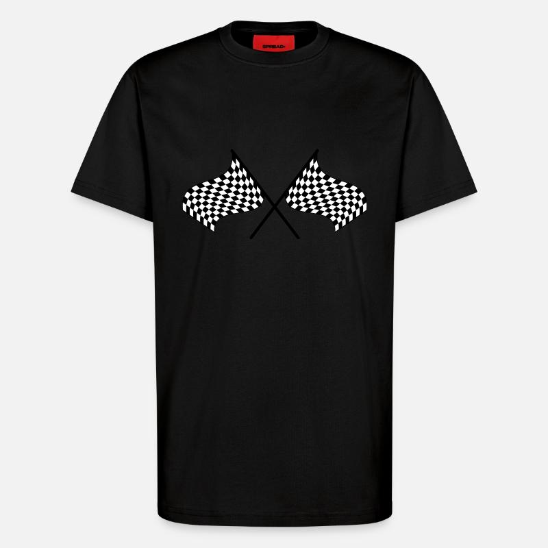 drapeau à damiers - T-shirt bio décontracté fabriqué en UE - SOLID BLACK