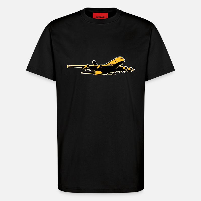 airplane Flugzeug A 380 (3 color) - T-shirt bio décontracté fabriqué en UE - SOLID BLACK