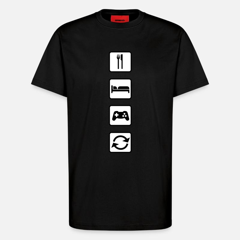 Eat Sleep Game Repeat - T-shirt bio décontracté fabriqué en UE - SOLID BLACK