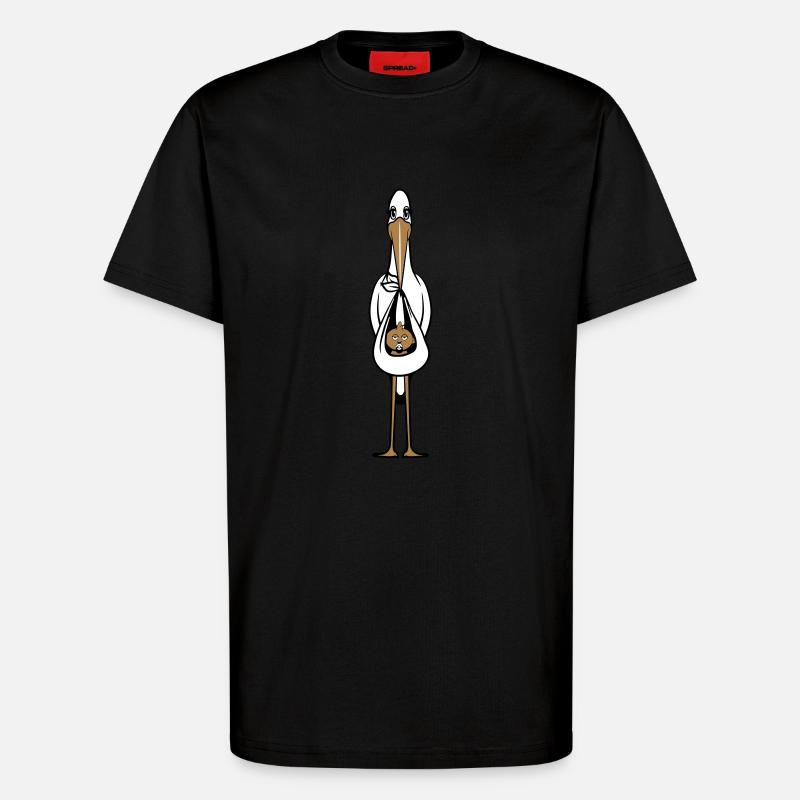 cigognes bébé de l'avant - T-shirt bio décontracté fabriqué en UE - SOLID BLACK