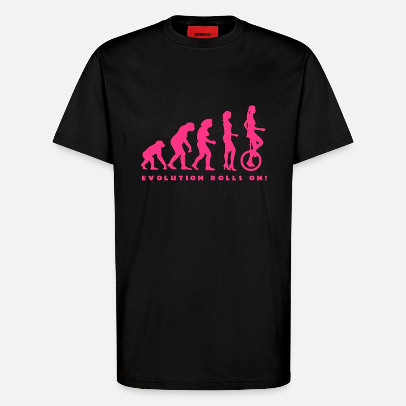 evolution_einradfahrerin_1c_b - T-Shirt - made by SPREAD - SOLID BLACK
