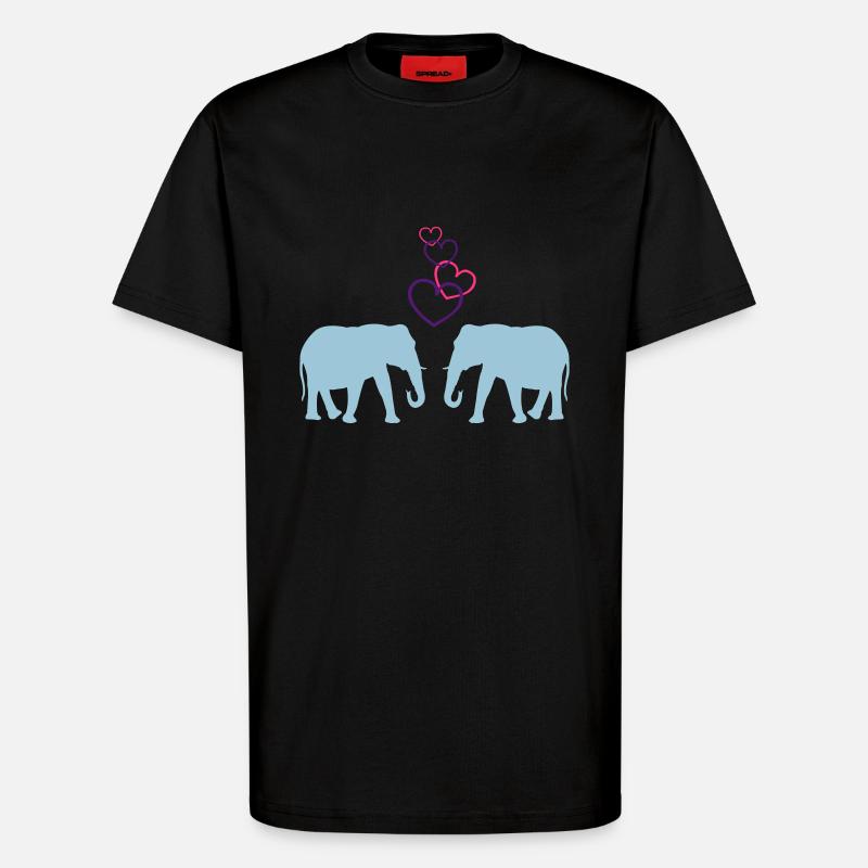 elefanten love 02 - T-Shirt - made by SPREAD - SOLID BLACK