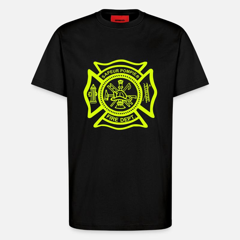 shield firefighter - T-Shirt - made by SPREAD - SOLID BLACK