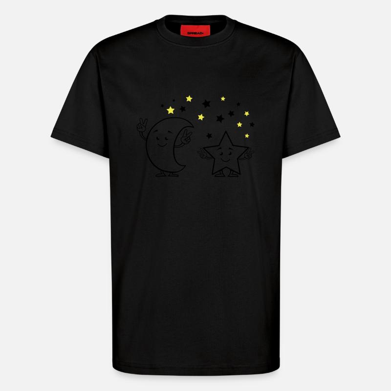 Moon and Stars Comic 02 - T-Shirt - made by SPREAD - SOLID BLACK