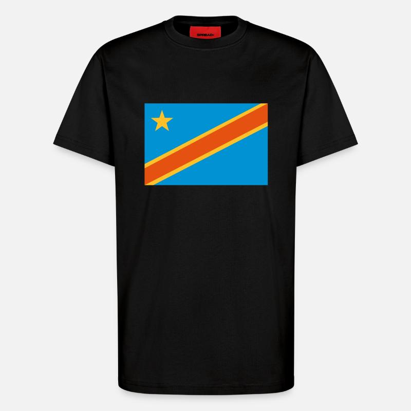drapeau Congo Kinshasa - Congo flag - T-shirt bio décontracté fabriqué en UE - SOLID BLACK