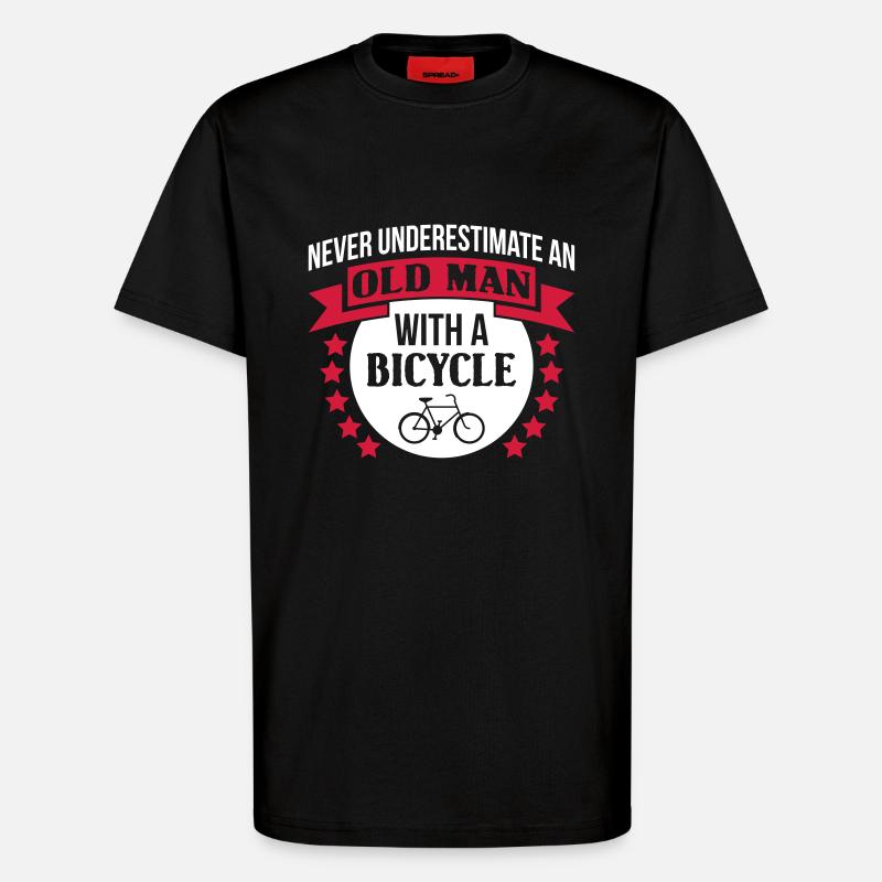 Old Man With A Bicycle - T-Shirt - made by SPREAD - SOLID BLACK