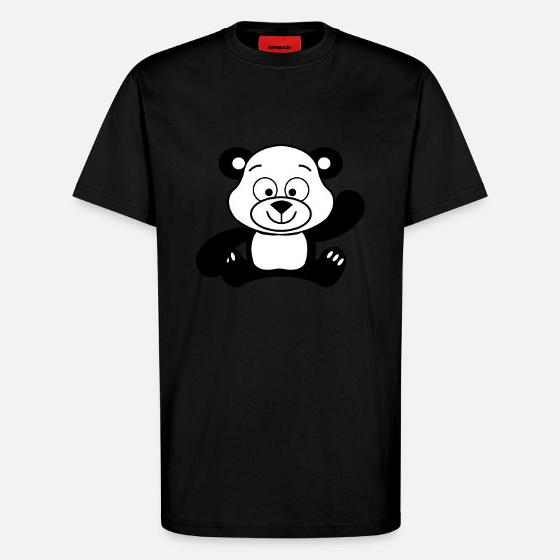pandabär cute - T-Shirt - made by SPREAD - SOLID BLACK