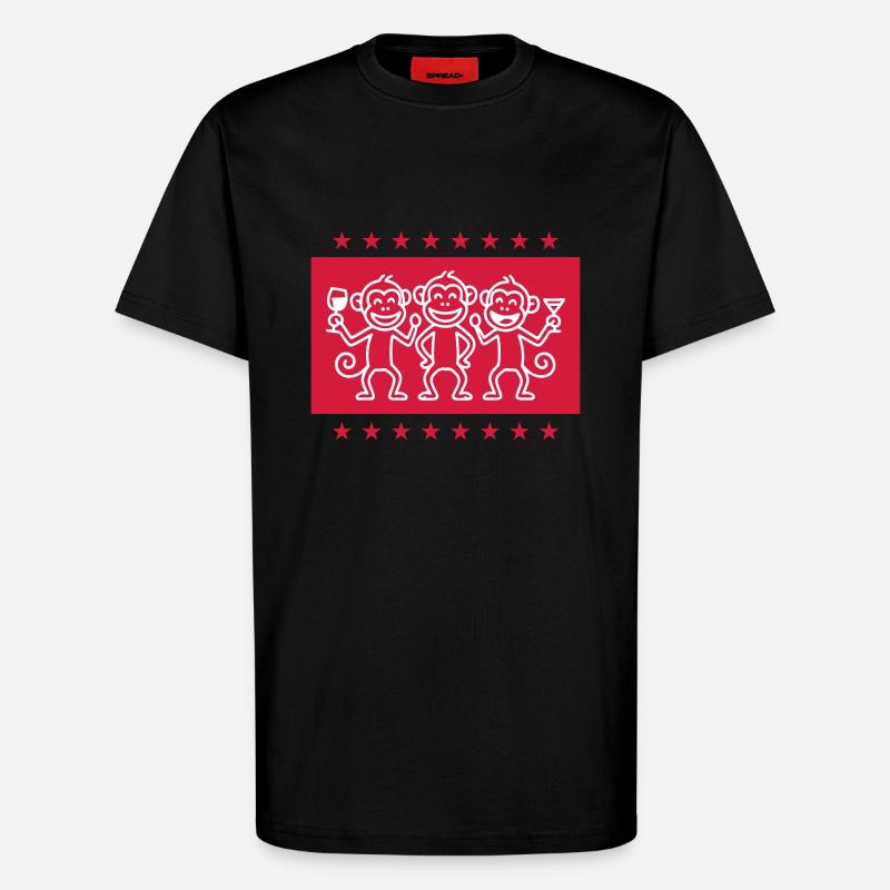 Monkey Party Team Funny - T-Shirt - made by SPREAD - SOLID BLACK