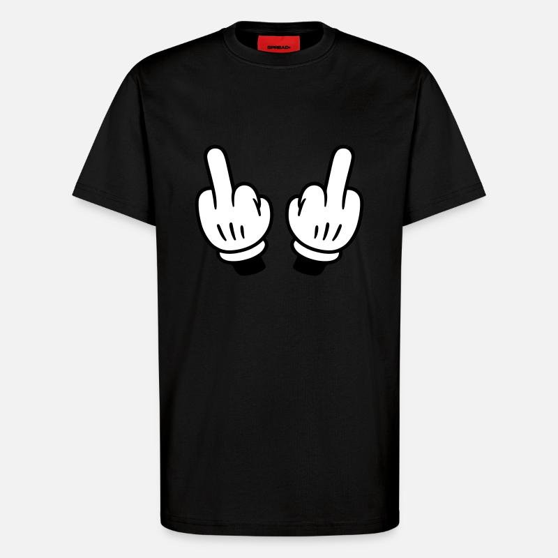 Middle Finger Hand Comic - T-Shirt - made by SPREAD - SOLID BLACK