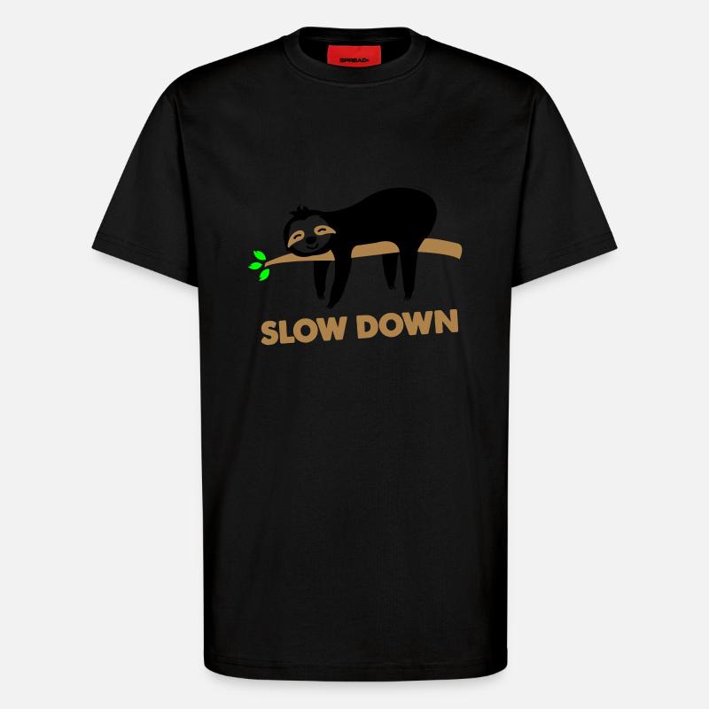 faultier slow down - T-Shirt - made by SPREAD - SOLID BLACK
