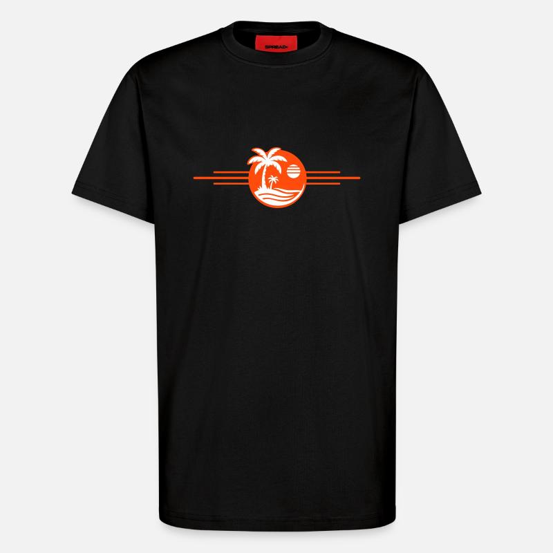 Beach Palm Trees Sea - T-Shirt - made by SPREAD - SOLID BLACK