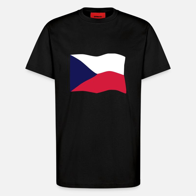 Drapeau de République Tchèque - T-shirt bio décontracté fabriqué en UE - SOLID BLACK