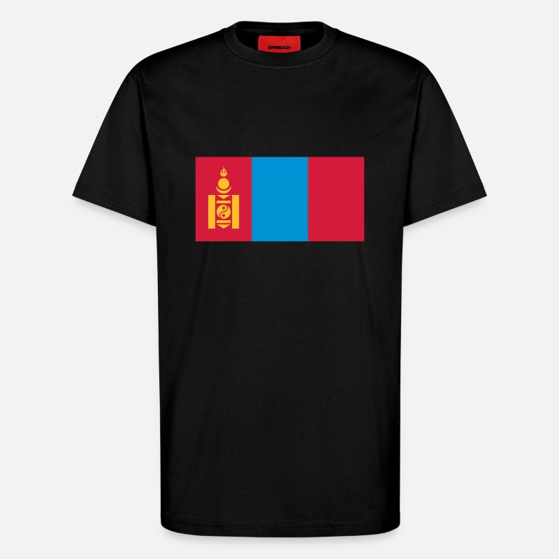 Mongolia flag / Drapeau Mongolie - T-Shirt - made by SPREAD - SOLID BLACK