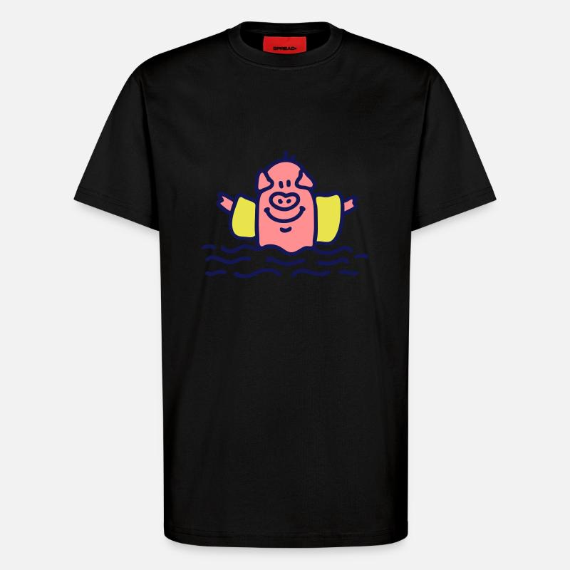 Pig vatten vingar 3 - Organic Relaxed T-shirt Made in EU - SOLID BLACK