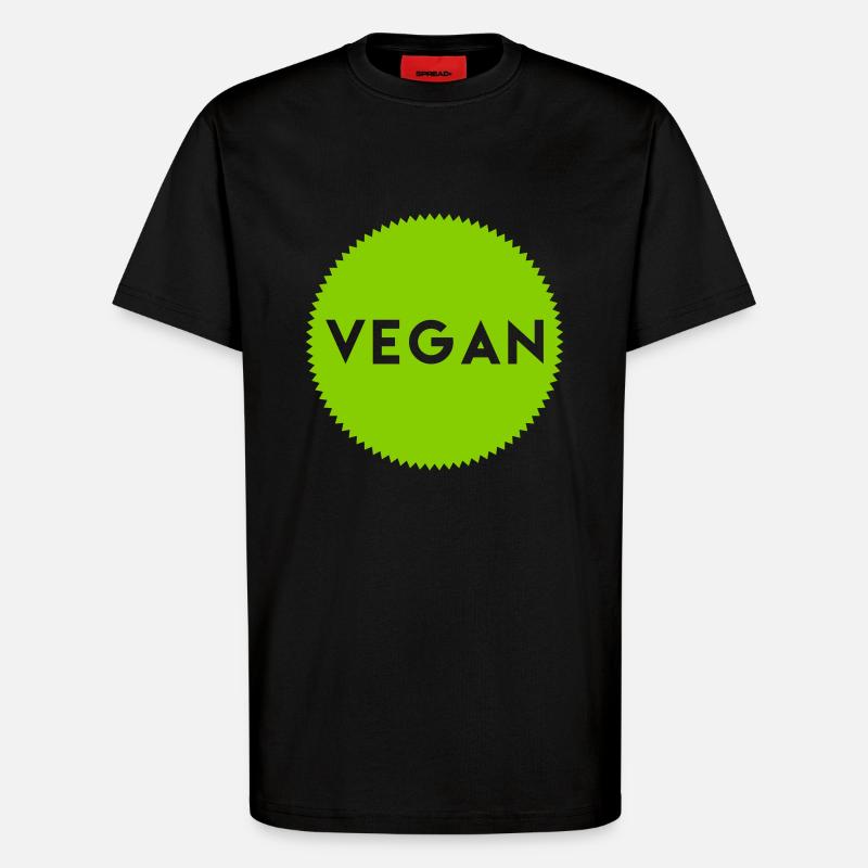 Vegan Button - T-Shirt - made by SPREAD - SOLID BLACK